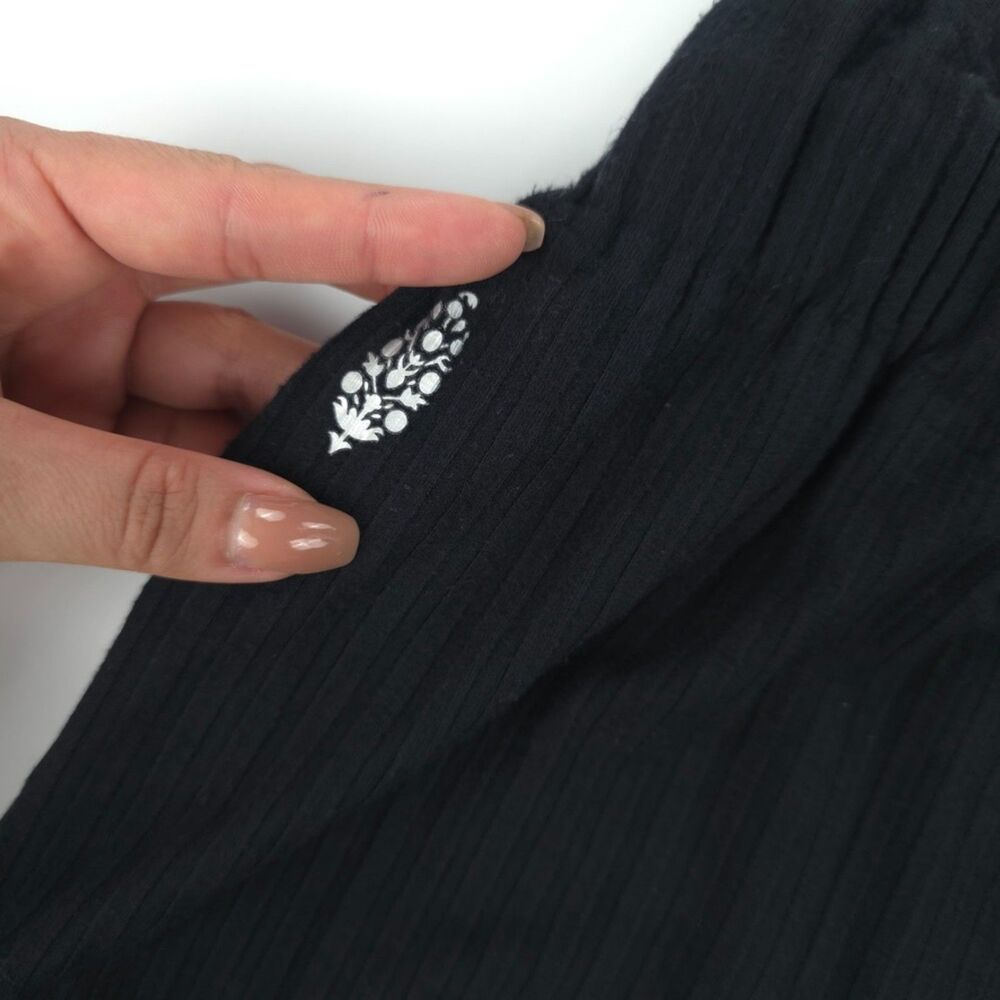FREE PEOPLE Blissed Out Wide-Leg Pants Black Minimal Beachy Boho Yoga Lounge Y2k - Picture 9 of 11